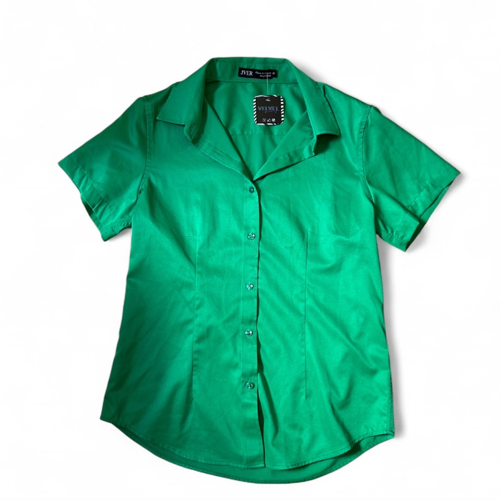 Green Short Sleeve Blouse